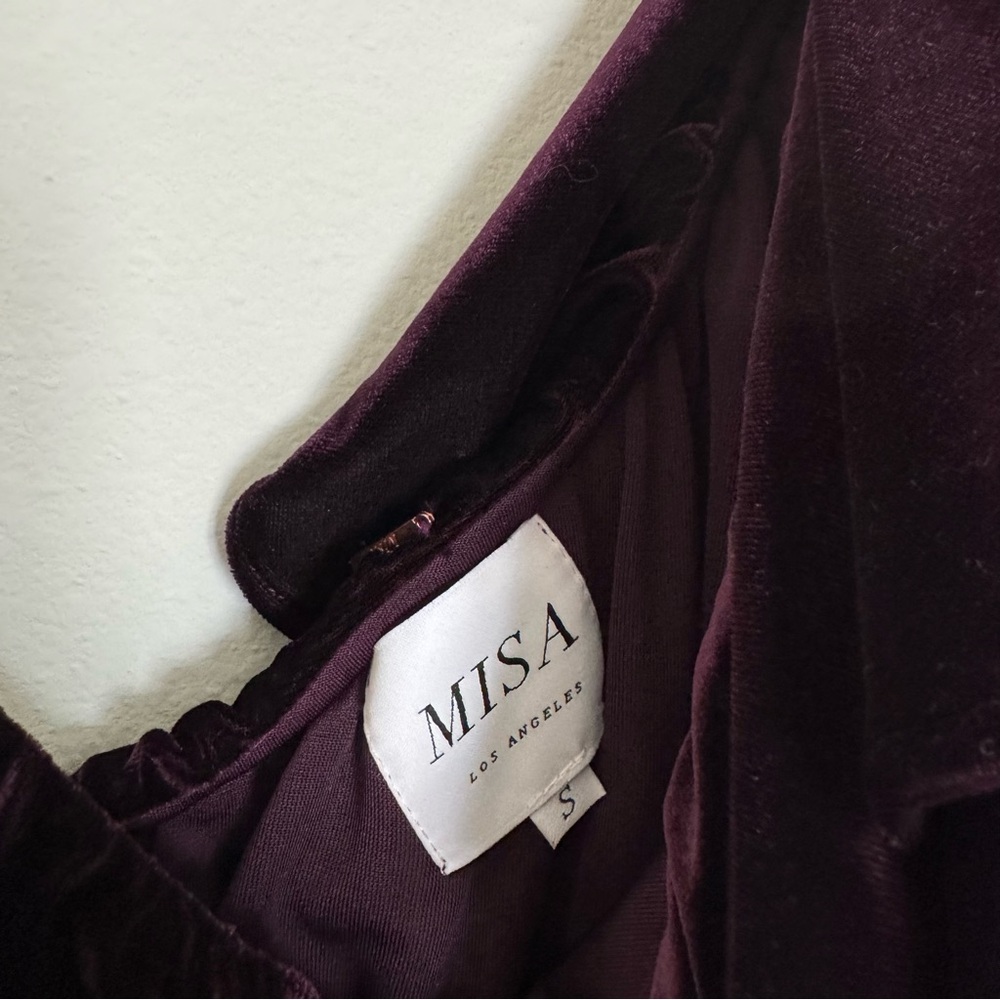 Misa Los Angeles Deep Purple Velvet Ruffle Top - Picture 7 of 10